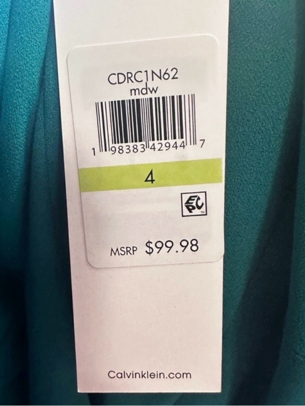 💚 NWT! Green CALVIN KLEIN Tie Neck Sleeveless Dress - Size 4 - Picture 8 of 10